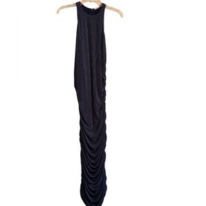 Chrysanthemum Blue Ruched Bodycon Midi Dress